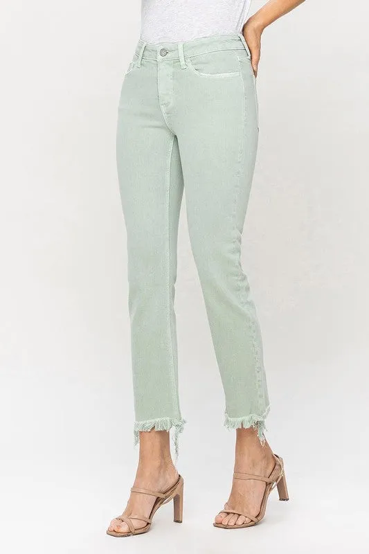 Mid Rise Crop Straight Jeans