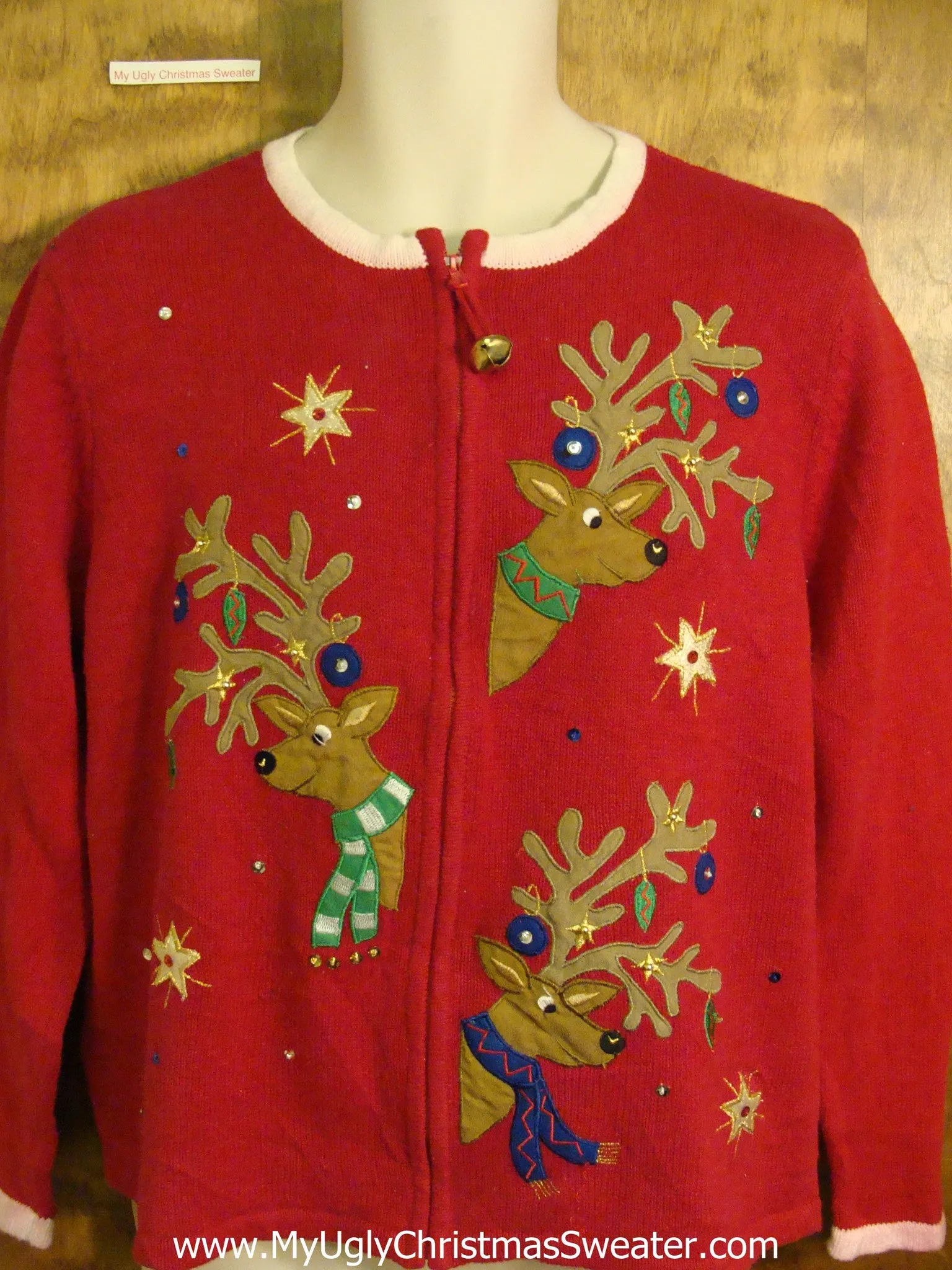 Peeking Reindeer Trio Funny Ugliest Christmas Sweater