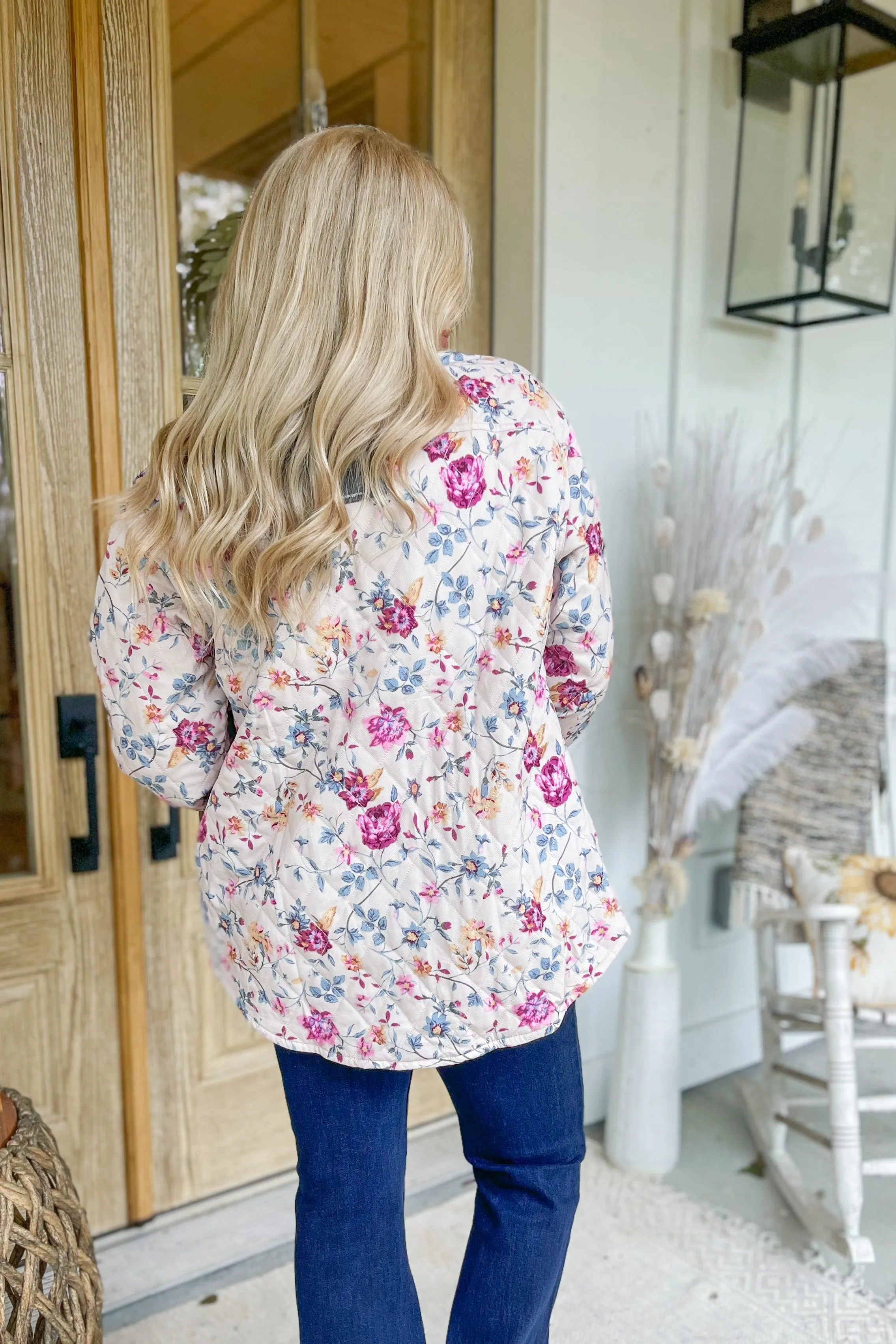 Penn Floral Quilted Oversized Button Down Jacket [S-3X]