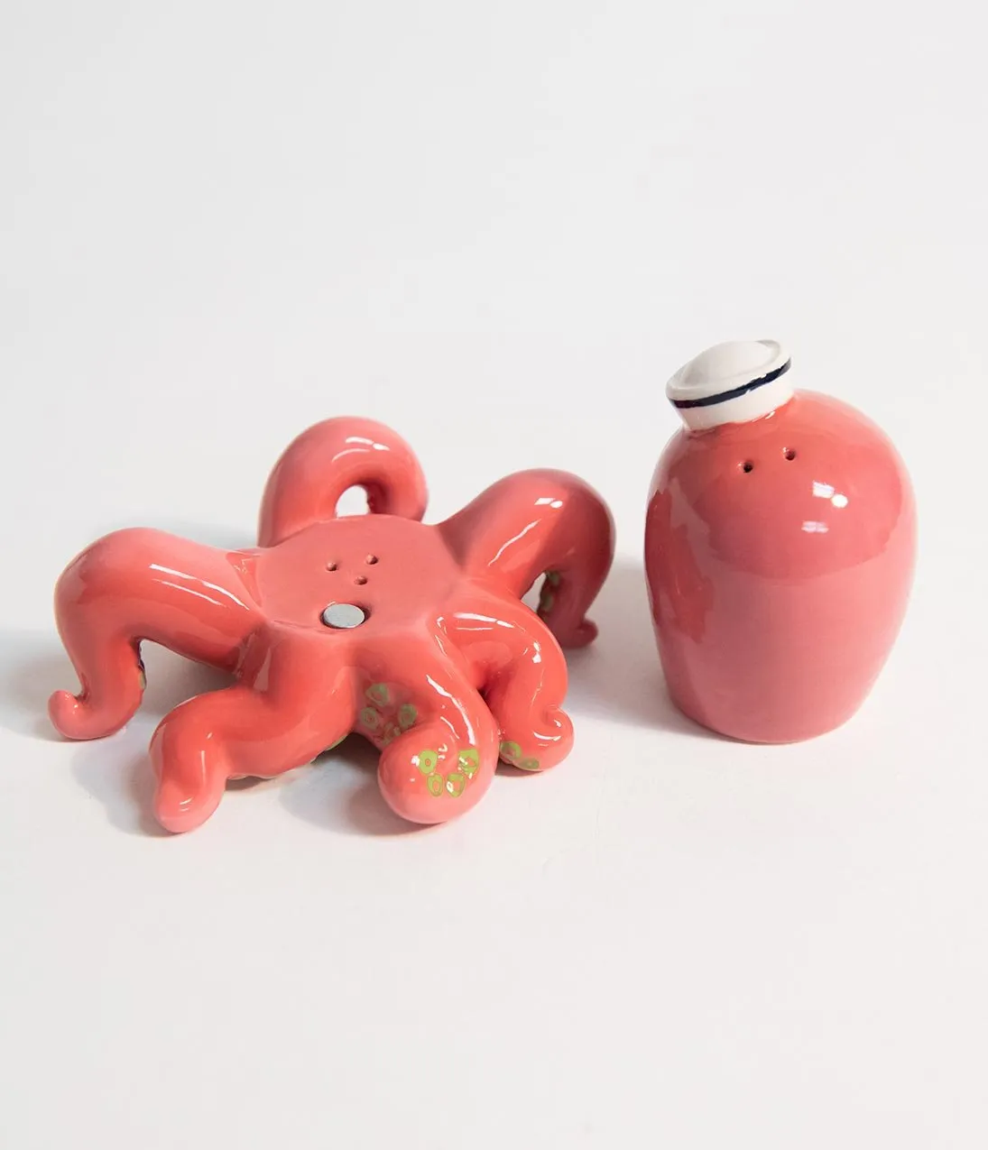 Pink Captain Octopus Ceramic Salt & Pepper Shaker