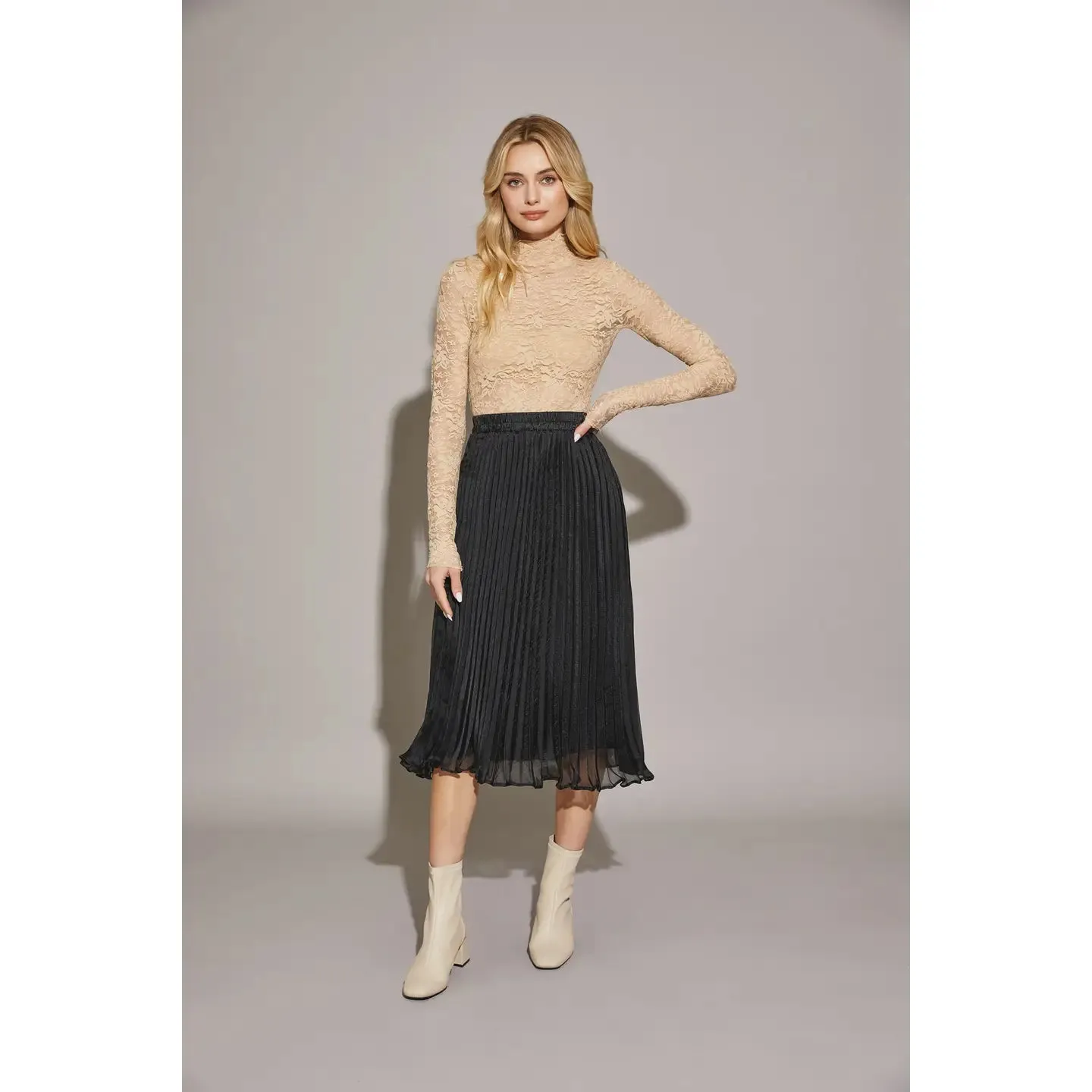 Pleated Banded Skirt