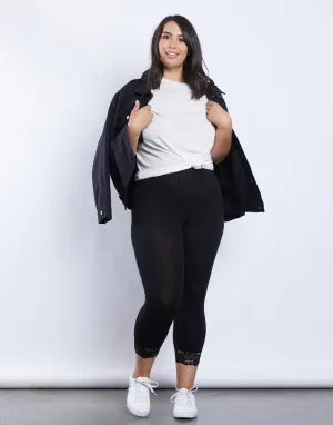 Plus Size Lace Trimmed Leggings