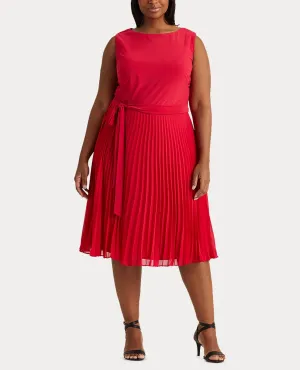 Plus-Size Pleated Georgette Dress In Berry Sorbet