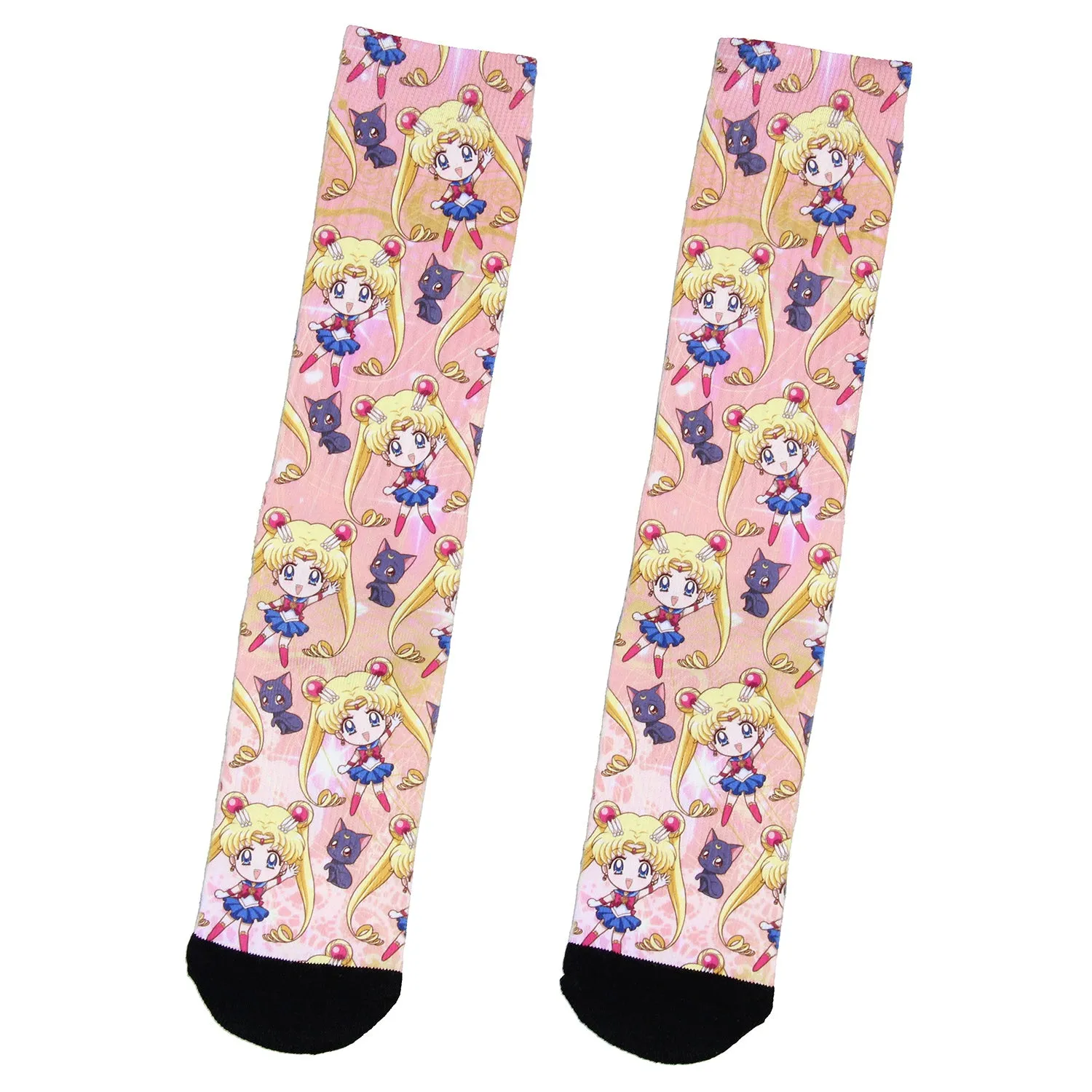 Sailor Moon Crystal Anime Sailor Moon And Artemis Chibi Sublimated Crew Socks