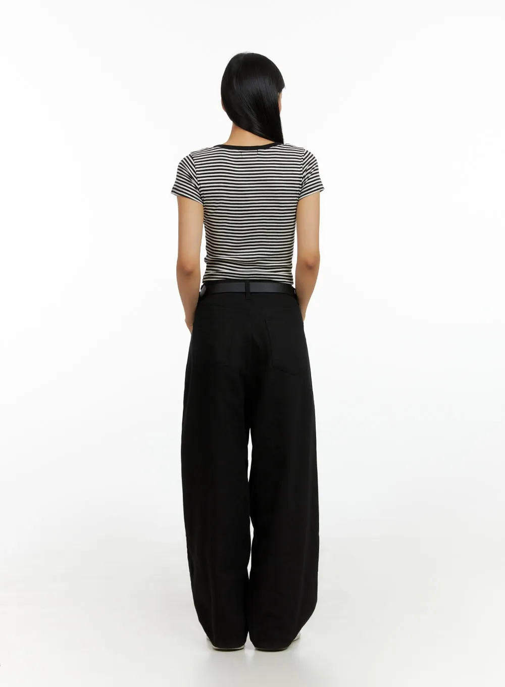 Solid Wide Leg Pants IL419