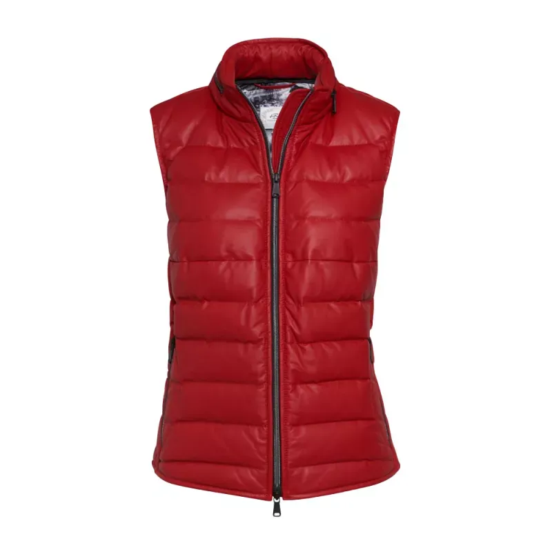 SPA LEATHER DOWN VEST - RED