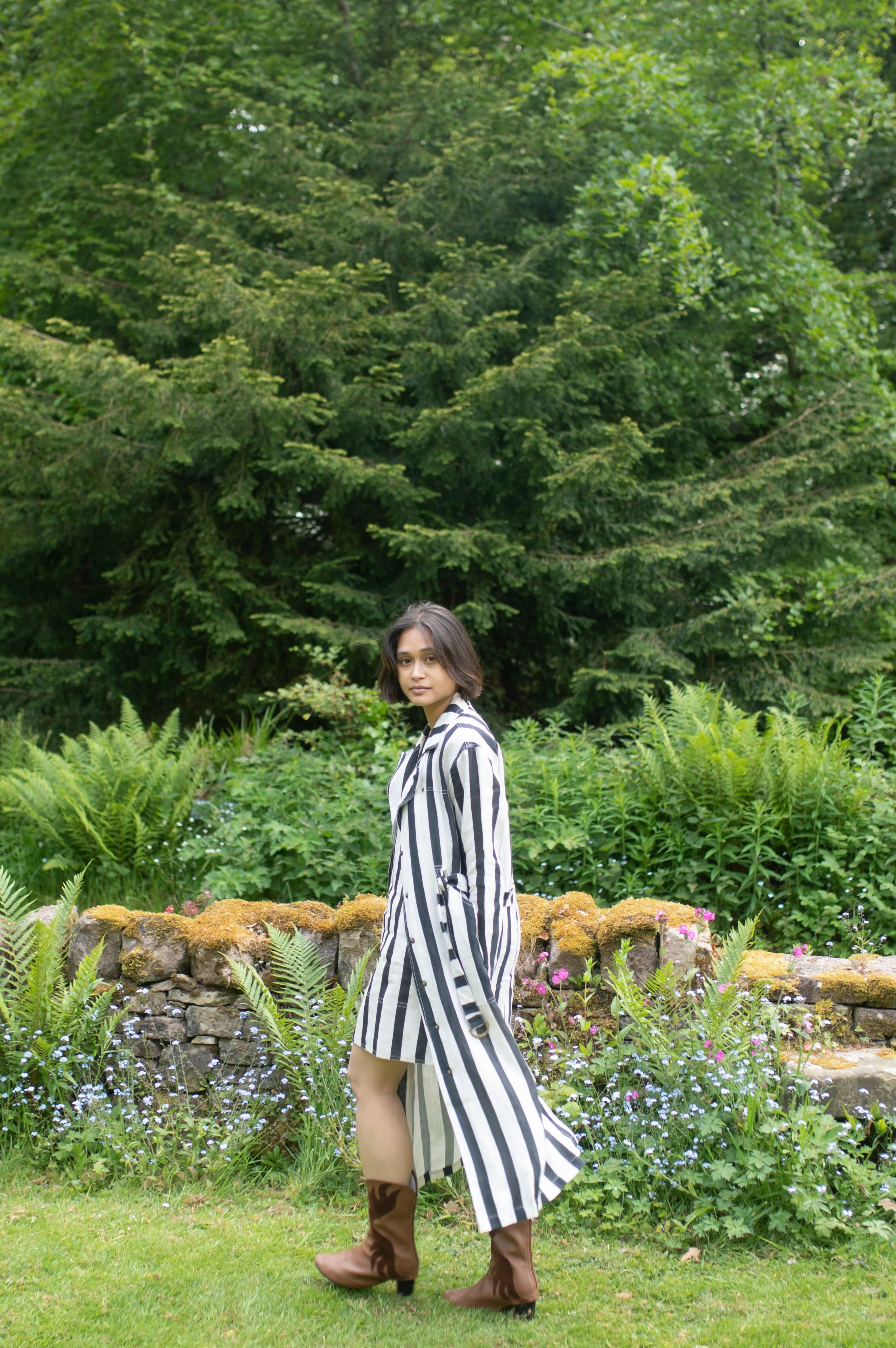 The Terra Tribe Black Stripes Summer Trench Coat