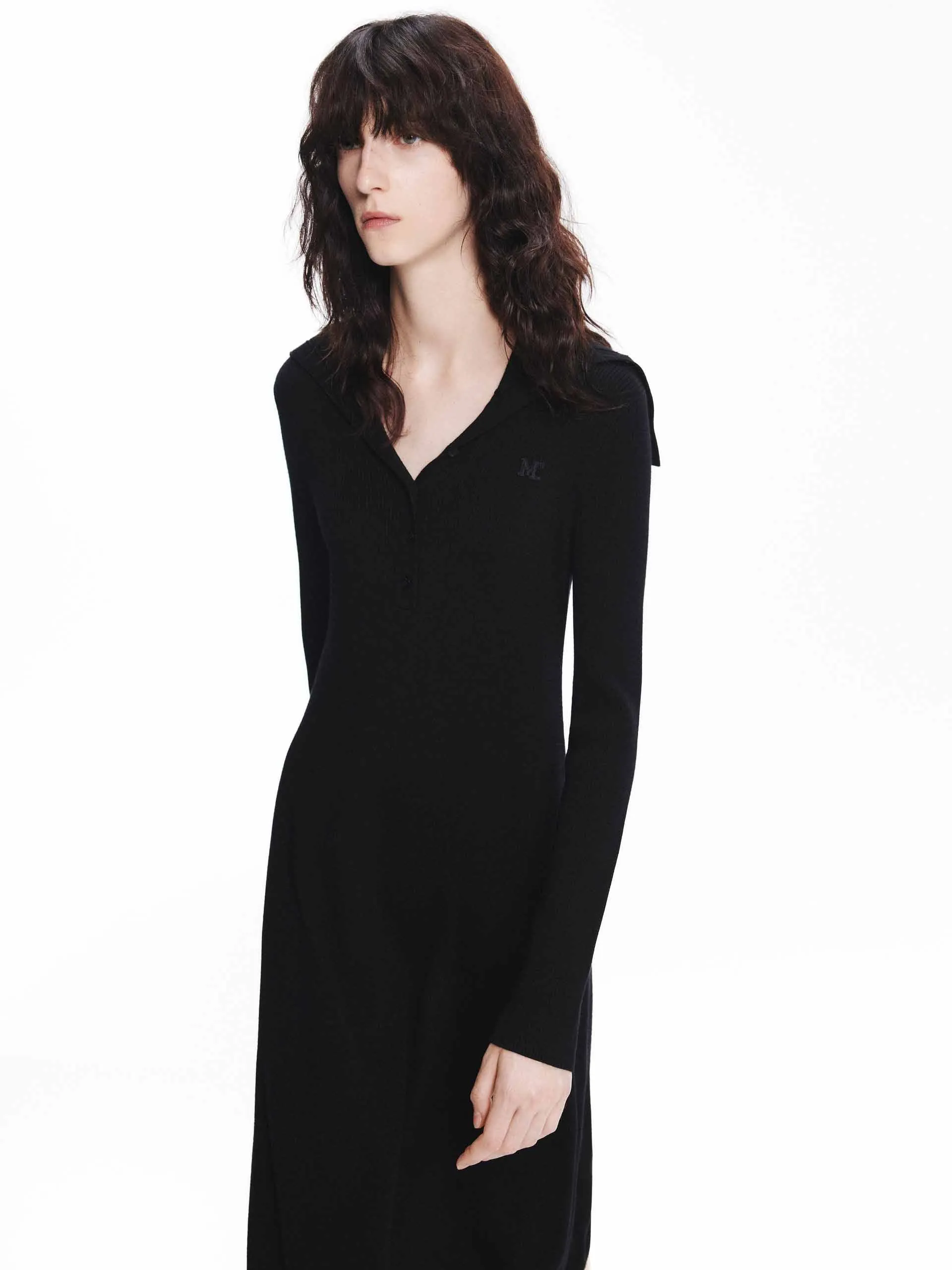 Virgin Wool Midi Knit Dress