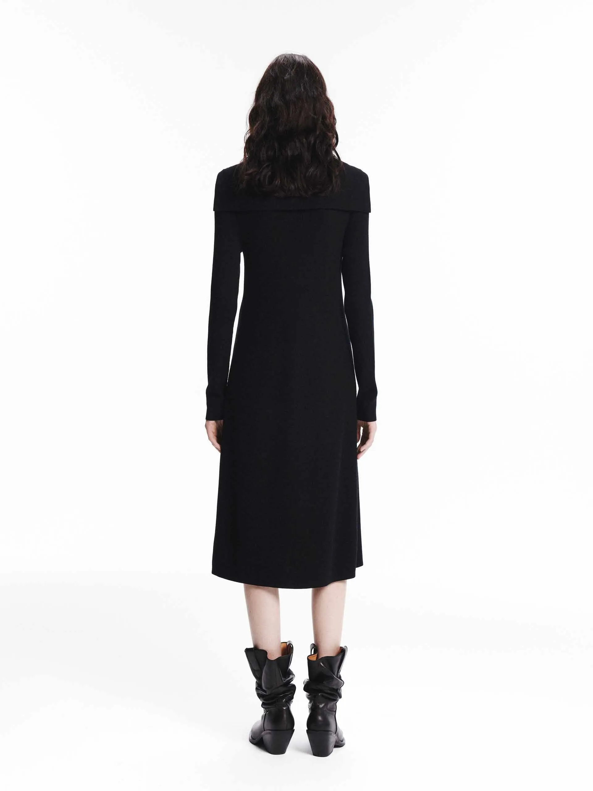 Virgin Wool Midi Knit Dress