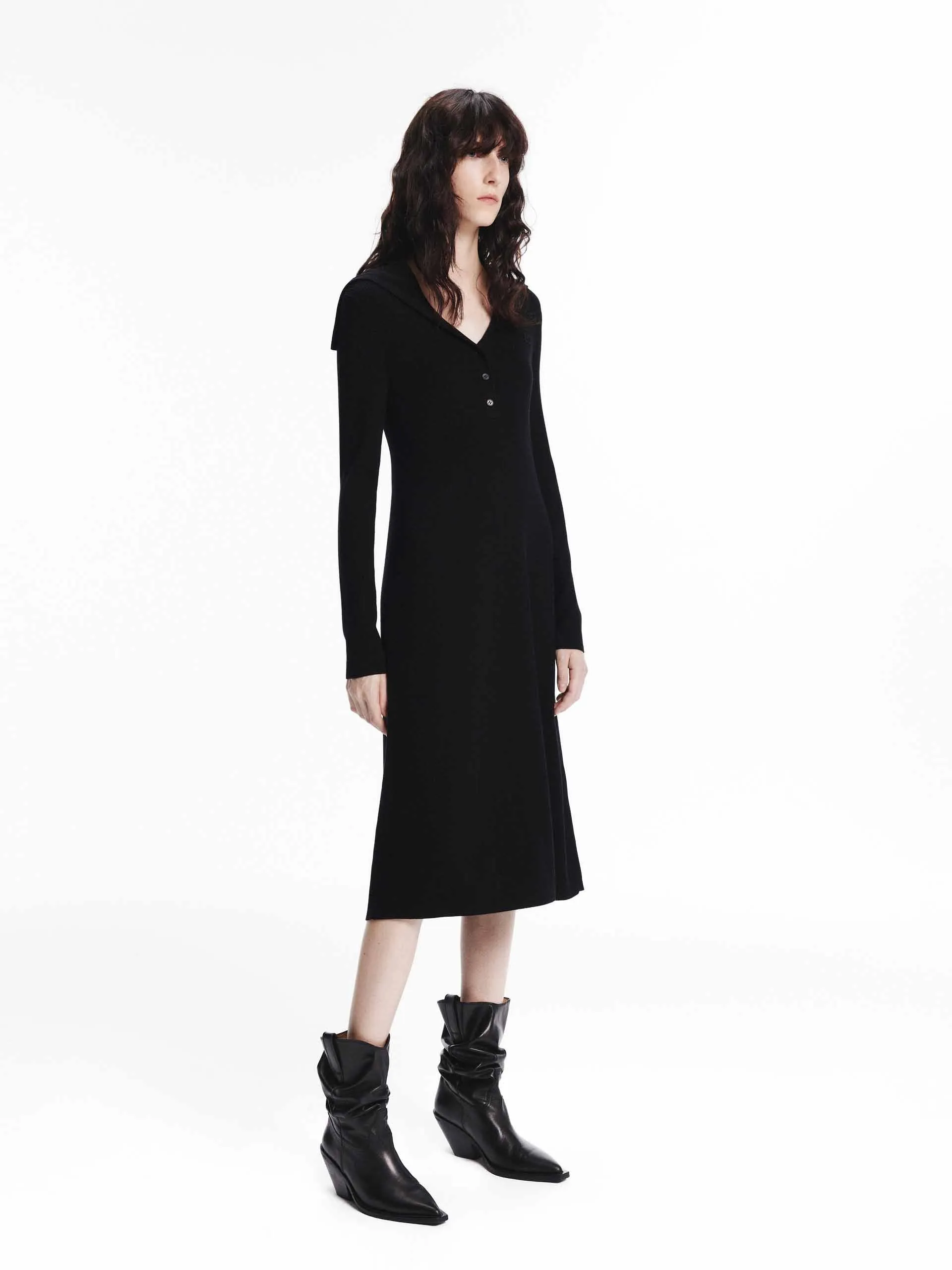 Virgin Wool Midi Knit Dress