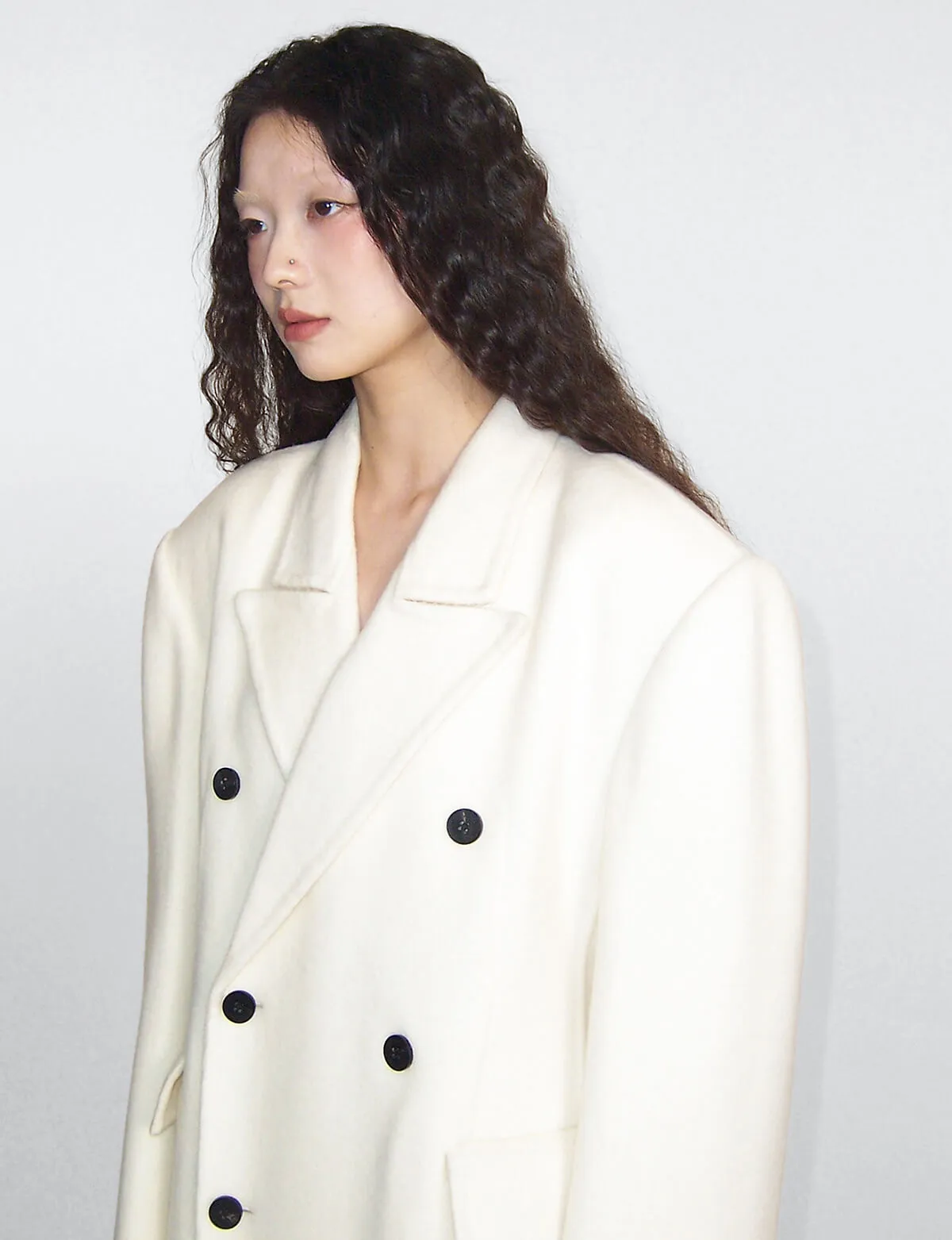 White Maxi Double Breasted Coat-BESTSELLER