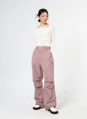 Wide Leg Nylon Pants Unisex CM315