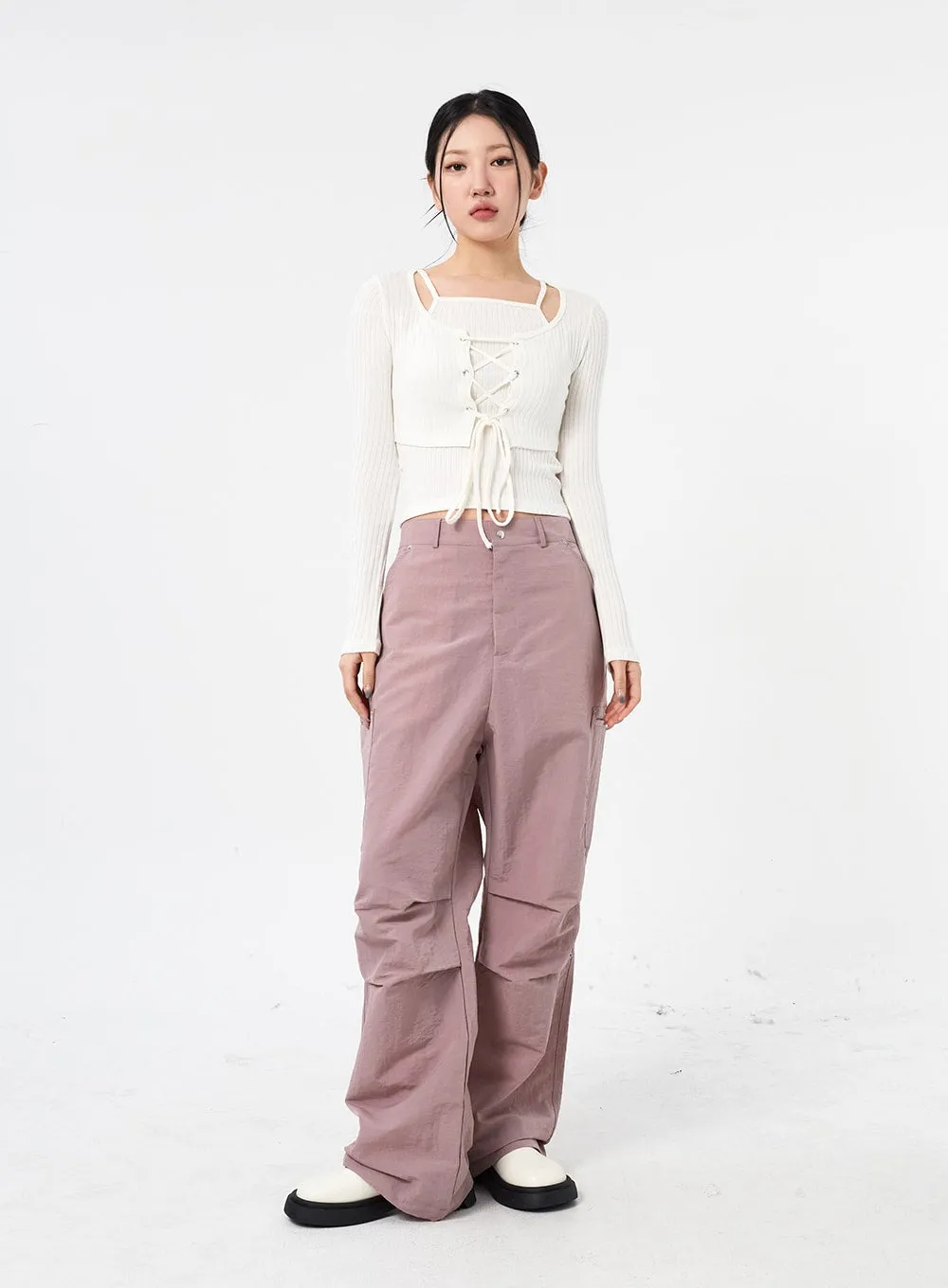 Wide Leg Nylon Pants Unisex CM315