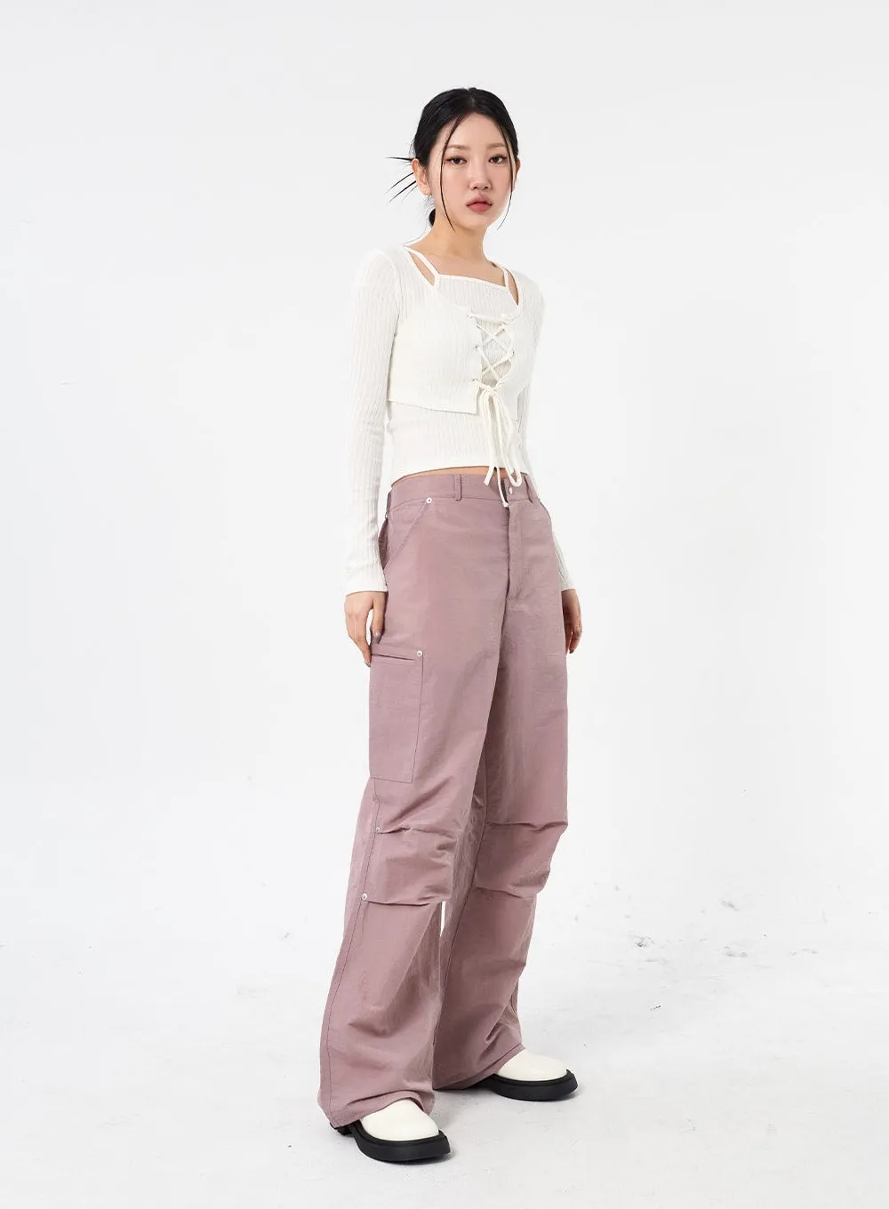 Wide Leg Nylon Pants Unisex CM315