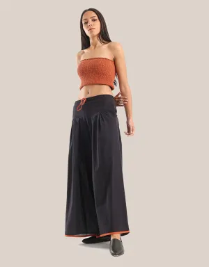 Wide leg pants with pleats on the front and back