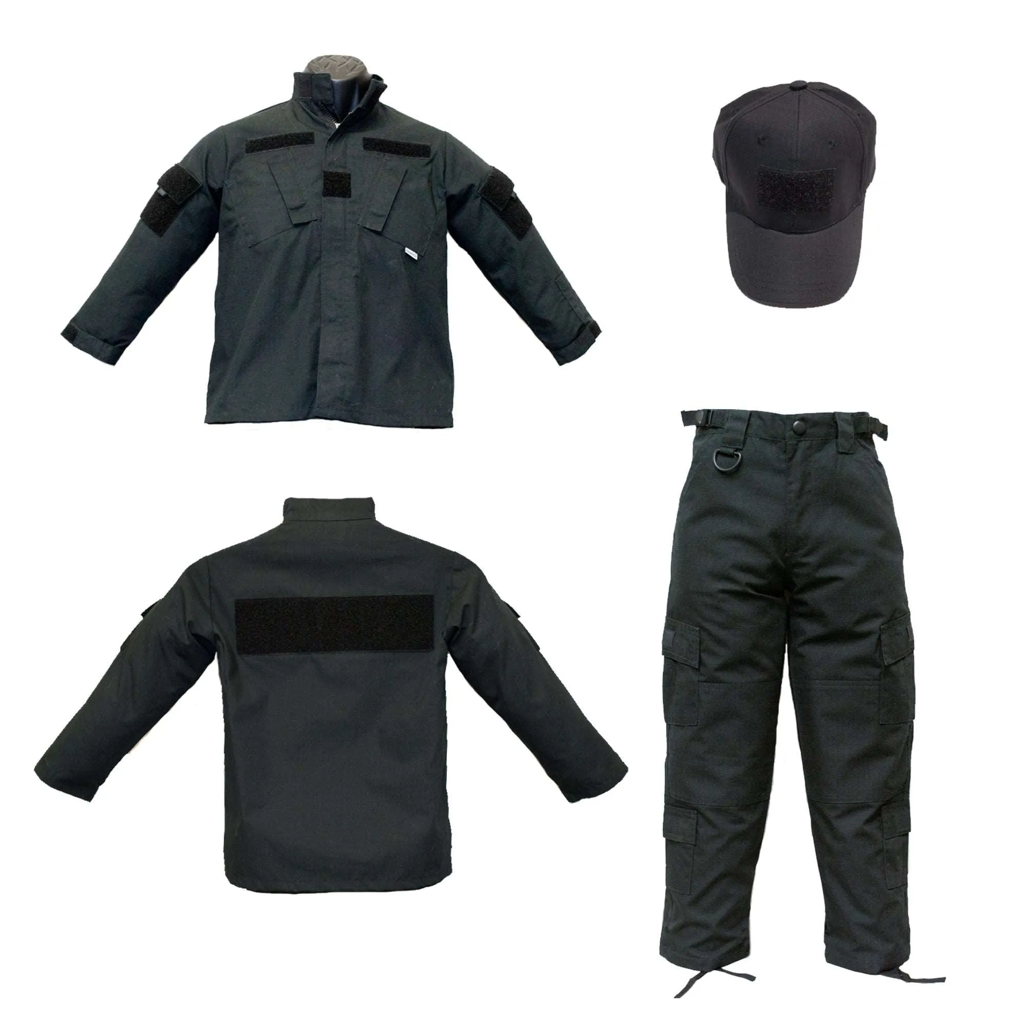 Youth Black Tactical FBI Uniform  8 PC Combo